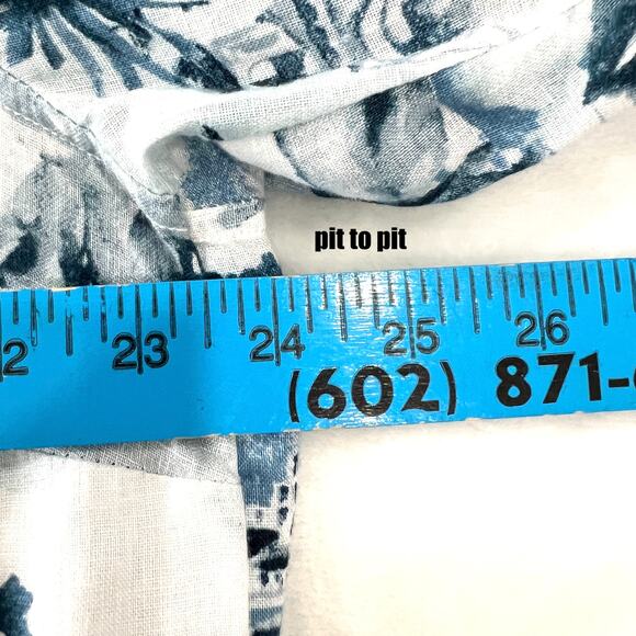 100% Linen Women's 1X Amalfi Coast AOP Coastal Beachy Vacation Top Resort Wear - Picture 5 of 6